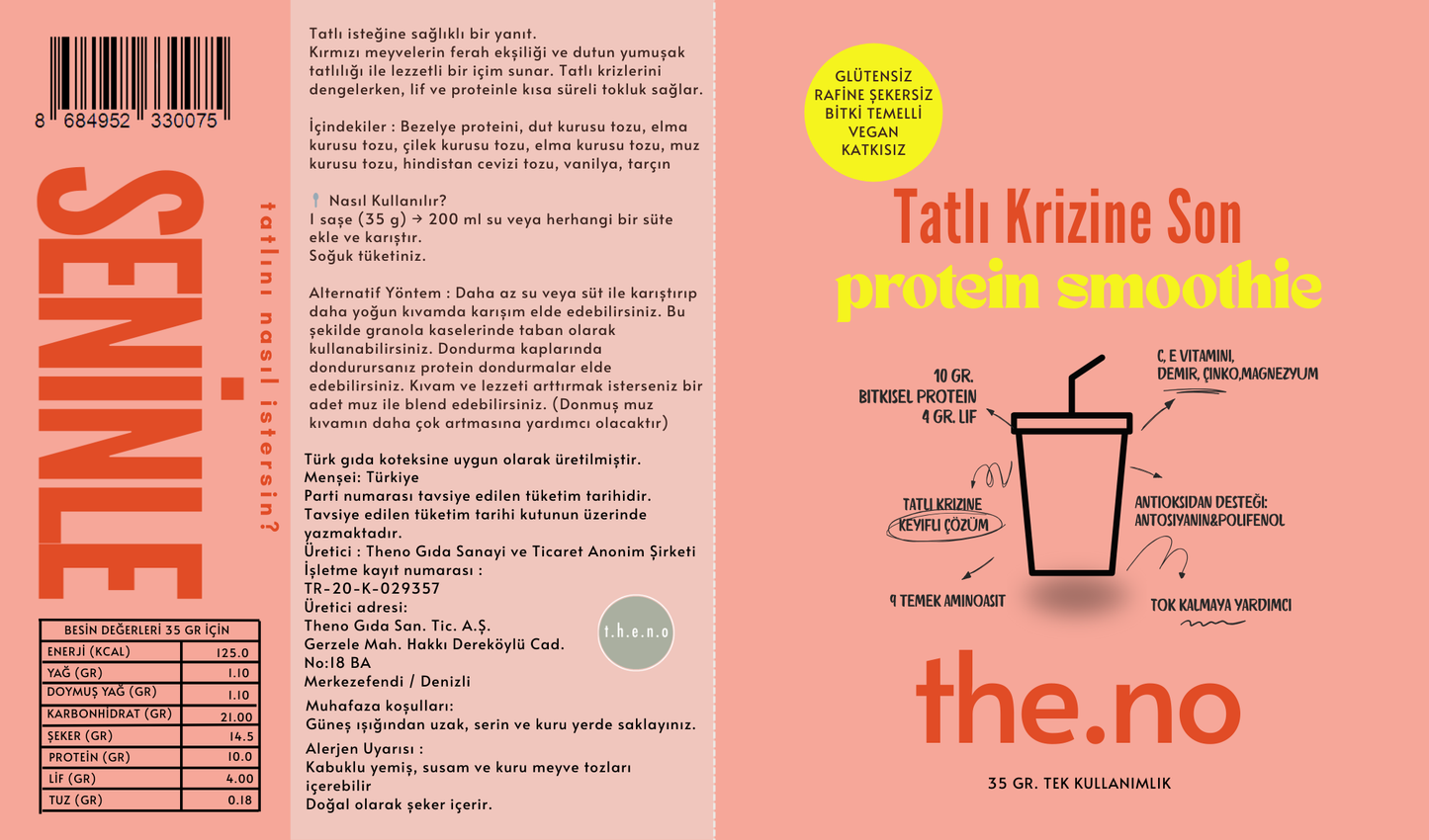 Tatlı Krizine Son Toz Smoothie Karışımı 7x35 gr. ( Tek kullanımlık 7 saşe içermektedir)