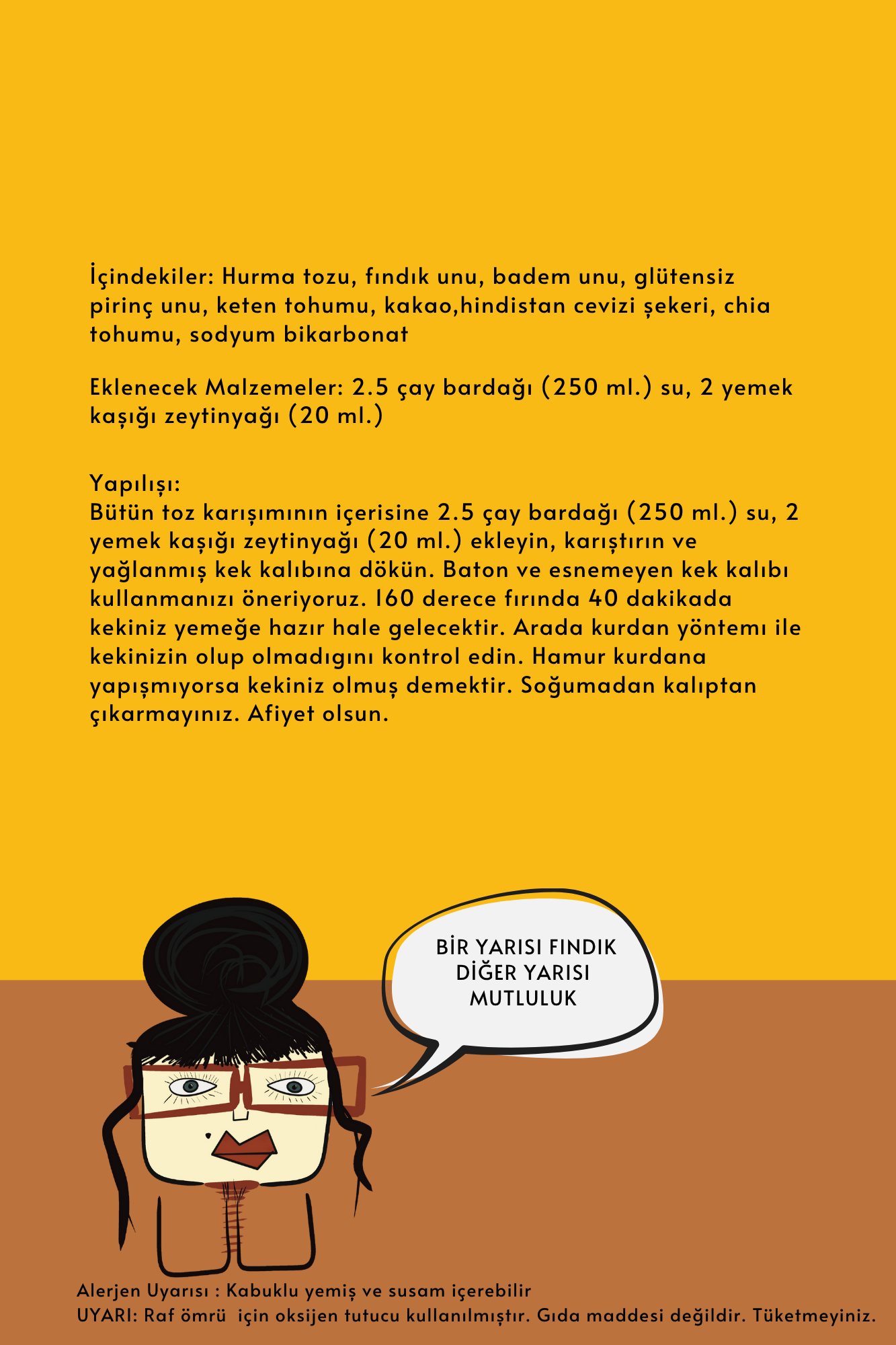 Fındıklı Bademli Kakaolu Kek Toz Karışımı 340 Gr. (6 Kişilik)