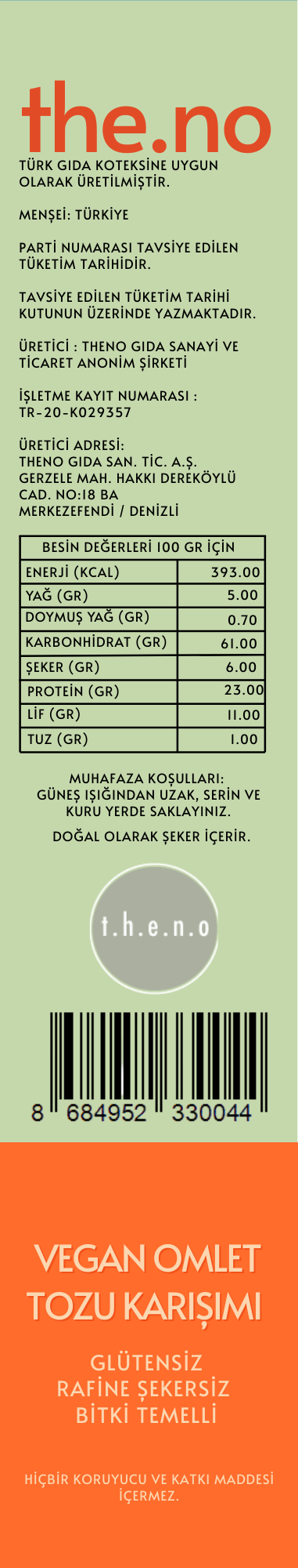 Bitkisel Vegan Omlet Toz Karışımı 2 X (135 Gr. 4 Kişilik)