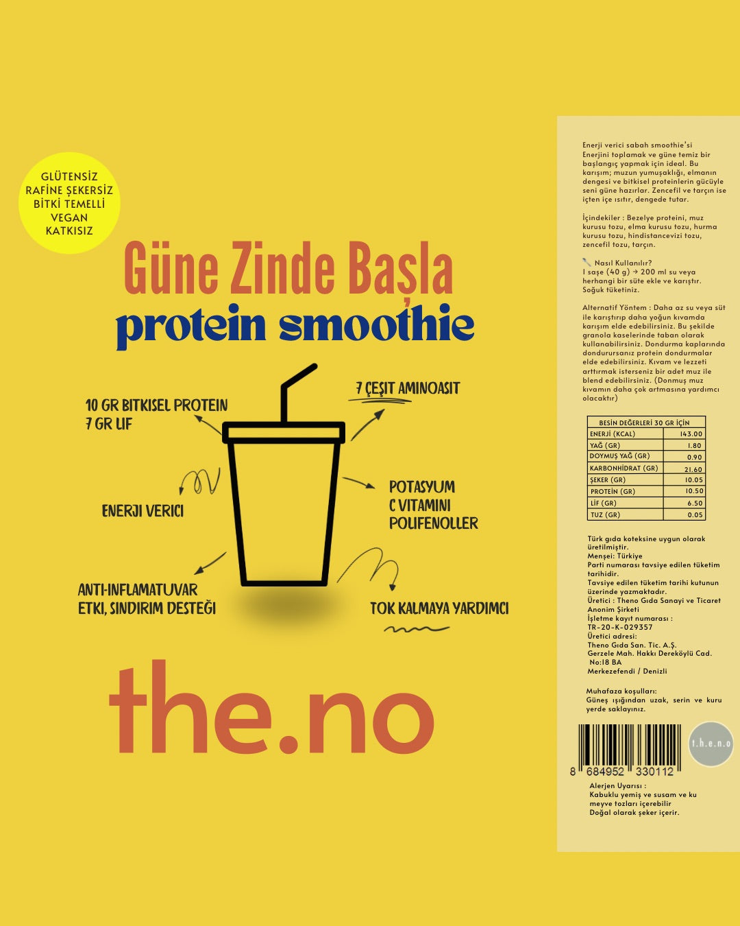 Güne Zinde Başla Toz Smoothie Karışımı 7x30 gr. ( Tek kullanımlık 7 saşe içermektedir)