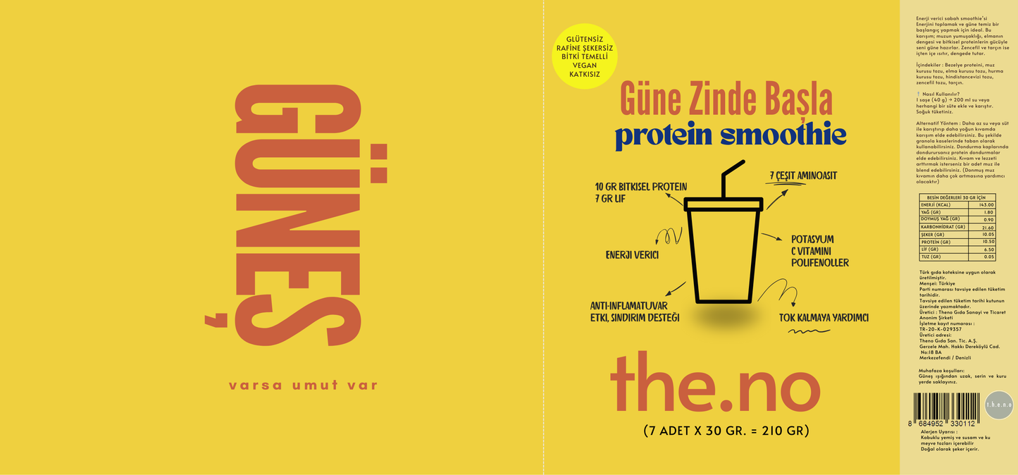 Güne Zinde Başla Toz Smoothie Karışımı 7x30 gr. ( Tek kullanımlık 7 saşe içermektedir)