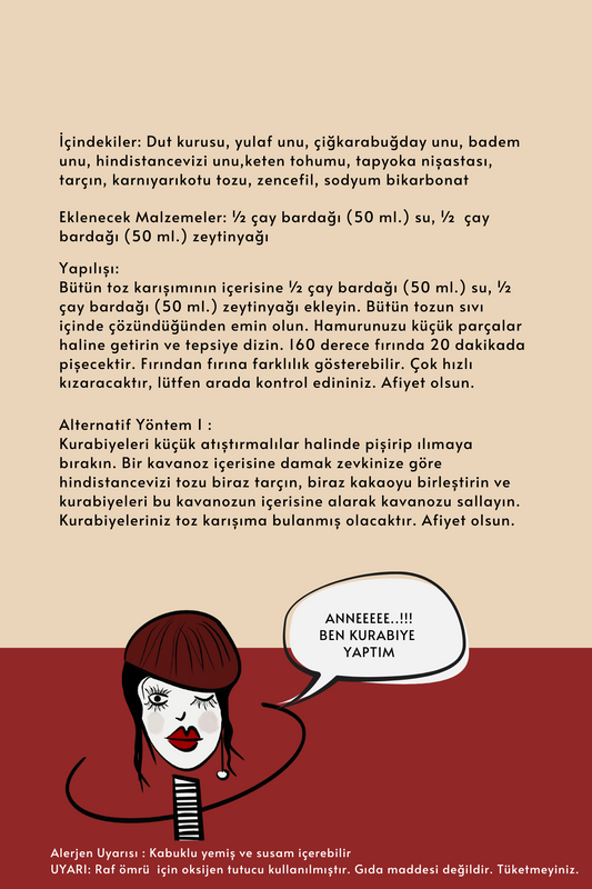 ZENCEFİLLİ TARÇINLI KURABİYE TOZ KARIŞIMI 300 Gr. (6 Kişilik)