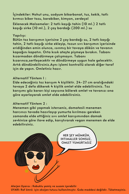BİTKİSEL VEGAN OMLET TOZ KARIŞIMI 2 X (135 Gr. 4 Kişilik)